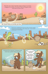 Size: 994x1528 | Tagged: safe, idw, sheriff tumbleweed, earth pony, pony, rabbit, spoiler:comic, spoiler:comic25, animal, cactus, colt, comic, cutie mark, desert, foal, male, official comic, saguaro cactus, speech bubble, star (coat marking), tumbleweed