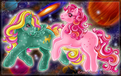 Size: 836x530 | Tagged: safe, artist:anniemsson, galaxy (g1), starglow, g1, my little pony tales, space