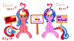 Size: 1800x1000 | Tagged: safe, artist:potzm, oc, oc only, oc:crown heart, oc:tiara heart, pawn shop