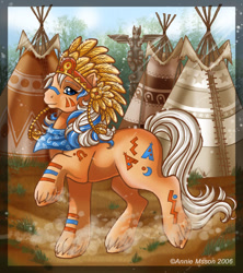 Size: 576x650 | Tagged: safe, artist:anniemsson, wigwam, earth pony, pony, g1, big brother ponies, male, solo, stallion, tipi