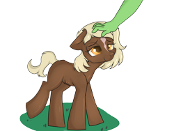 Size: 4000x3000 | Tagged: safe, artist:dumbwoofer, derpibooru import, oc, oc:anon, verity, earth pony, human, pony, art pack:marenheit 451 post-pack, /ourfilly/, eyes open, female, filly, happy, head pat, pat, ponified, ribs, simple background, thin, transparent background