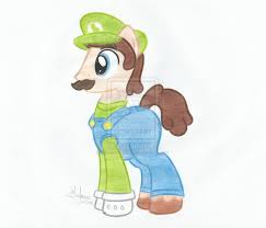 Size: 243x208 | Tagged: safe, crossover, drawing, lowres, luigi, nintendo, ponified, super mario bros., traditional art