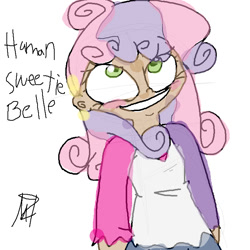 Size: 700x700 | Tagged: safe, artist:mushroomcookiebear, sweetie belle, human, humanized, solo