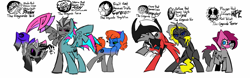 Size: 2560x800 | Tagged: safe, artist:familywing, oc, oc only, oc:curacao, oc:grayscale force, oc:havocwing, oc:insipid, oc:red velvet, oc:starlight shadow, antiponies, bizarro, crisis equestria, evil counterpart, grayscale essence, rainbow power, rainbow power-ified