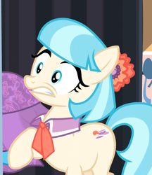 Size: 903x1045 | Tagged: safe, screencap, coco pommel, rarity takes manehattan, scared, solo, startled