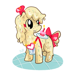 Size: 1280x1280 | Tagged: safe, artist:puffpink, oc, oc only, food pony, original species, cupcake, solo