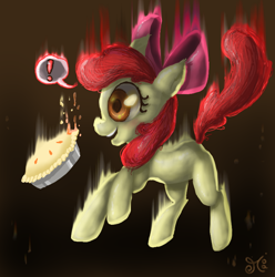 Size: 700x705 | Tagged: safe, artist:chibiwendy, apple bloom, apple pie, falling, solo