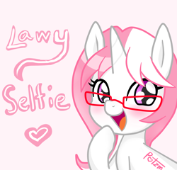 Size: 2500x2400 | Tagged: safe, artist:potzm, oc, oc only, oc:lawyresearch, pony, unicorn, blushing, glasses, solo