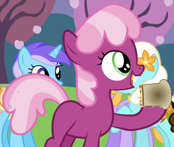 Size: 586x498 | Tagged: safe, screencap, cheerilee, pinkie pride, cheese, cheese sandwich (food), filly, sandwich, younger