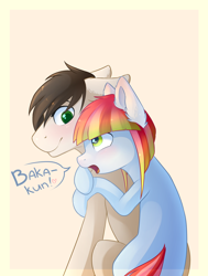 Size: 1332x1765 | Tagged: safe, artist:ghst-qn, oc, oc only, oc:melon drop, earth pony, pony, baka, blushing, cute