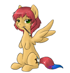 Size: 1462x1519 | Tagged: safe, artist:karramon, katawa shoujo, mouth hold, ponified, rin tezuka, solo