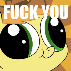 Size: 600x600 | Tagged: safe, braeburn, hey you, image macro, meme, reaction image, vulgar