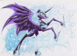 Size: 1024x745 | Tagged: safe, artist:thatonegib, derpibooru import, nightmare moon, solo, traditional art