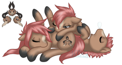 Size: 1756x934 | Tagged: safe, artist:mondlichtkatze, pony, crossover, dodrio, drool, on back, pokémon, ponified, simple background, sleeping, transparent background