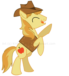 Size: 900x985 | Tagged: safe, artist:kirbtaro05, braeburn, earth pony, pony, cowboy hat, male, solo, two toned mane