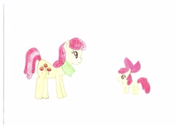 Size: 3466x2517 | Tagged: safe, artist:divinedesserts, apple bloom, apple bumpkin, apple family member, traditional art