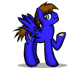 Size: 1024x917 | Tagged: safe, artist:jagarbrony, oc, oc only, oc:warly, pegasus, pony, crackers, male, nom, solo, stallion, wings