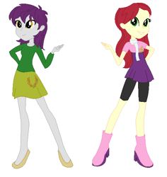 Size: 543x575 | Tagged: safe, artist:berrypunchrules, indigo wreath, nolan north, equestria girls, background human, duo, duo female, equestria guys, female, laurel wreath, rule 63, sandy south