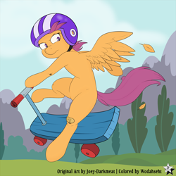 Size: 4500x4500 | Tagged: safe, artist:joey darkmeat, artist:wodahseht, scootaloo, absurd resolution, bandaid, scooter, solo