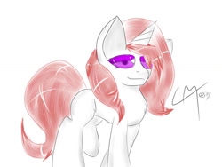 Size: 1024x768 | Tagged: safe, artist:rednorth, oc, oc only, oc:red velvet, pony, unicorn, blank flank, female, filly, purple eyes