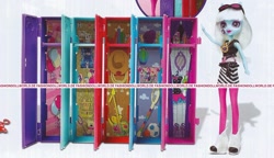 Size: 1430x825 | Tagged: safe, photo finish, equestria girls, friendship games, locker, merchandise, solo