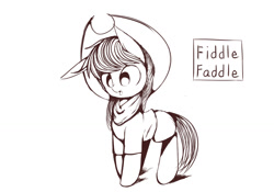 Size: 1139x796 | Tagged: safe, artist:skippy_the_moon, fiddlesticks, apple family member, monochrome, pixiv, solo