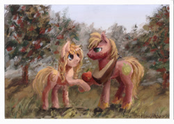 Size: 1024x733 | Tagged: safe, artist:satynapaper, big macintosh, oc, earth pony, pony, gouache, male, stallion, traditional art