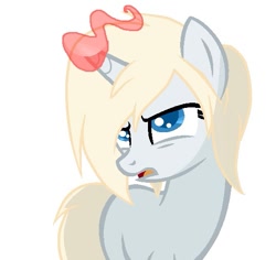 Size: 541x511 | Tagged: safe, artist:heartlesspony, annoyed, glowing horn, izombie, liv moore, pale pony