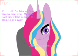 Size: 1024x728 | Tagged: safe, artist:princesssterlingandgoldlilyreply, princess sterling, ask, solo, tumblr