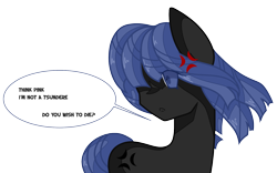 Size: 1600x1000 | Tagged: safe, artist:naattheart, oc, oc only, oc:neigh sayer, dialogue, simple background, solo, transparent background, tsundere