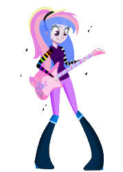 Size: 1904x2664 | Tagged: safe, artist:kasi-ona, oc, oc only, oc:orient duetta wonder, equestria girls, animated, clothes, guitar, music, music notes, musical instrument, solo