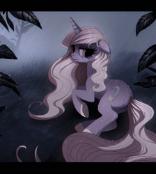 Size: 874x975 | Tagged: safe, artist:ruhje, oc, oc only, oc:wishery, pony, unicorn, crying, rain, solo, wet, wet mane