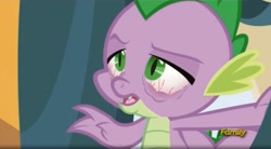 Size: 1658x912 | Tagged: safe, screencap, spike, dragon, princess spike (episode), bags under eyes, bloodshot eyes