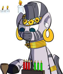 Size: 975x1134 | Tagged: safe, artist:crashbrowns, zecora, zebra, kwanzaa, solo