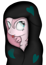 Size: 1274x1778 | Tagged: safe, artist:neighday, oc, oc only, oc:fluffle puff, blanket, canon x oc, chrysipuff, heart, shipping, solo, tongue out