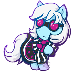 Size: 450x447 | Tagged: safe, artist:rosey-mae, photo finish, earth pony, pony, blue coat, female, glasses, mare, solo, white mane