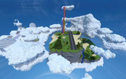 Size: 1920x1200 | Tagged: safe, wonderbolts academy, brohoof.com, cloud, floating island, game screencap, minecraft, rainbow, rainbow waterfall, render, scenery, sky, tree