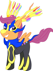 Size: 1298x1723 | Tagged: safe, artist:favponyplus, scootaloo, clothes, cosplay, costume, pokémon, simple background, solo, transparent background, vector, xerneas