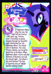 Size: 417x600 | Tagged: safe, nightmare moon, merchandise, photo, solo, trading card