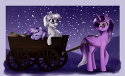 Size: 2305x1404 | Tagged: safe, artist:lolepopenon, oc, oc only, oc:aegis steadfast, oc:lightning rod, oc:stormy sky, alicorn, pony, alicorn oc, cart, glasses, magical lesbian spawn, offspring, parent:oc:aegis steadfast, parent:oc:stormy sky, parents:oc x oc, sleeping