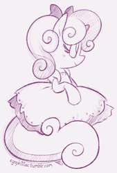 Size: 472x699 | Tagged: safe, artist:egophiliac, sweetie belle, clothes, cute, dress, hnnng, monochrome, solo