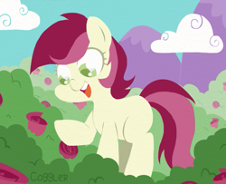 Size: 859x699 | Tagged: safe, artist:coggler, derpibooru import, roseluck, background pony, rose