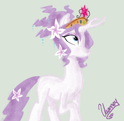 Size: 1024x999 | Tagged: safe, artist:doggie31, oc, oc only, oc:harmony (heilos), pony, unicorn, big crown thingy, elements of harmony, flower, flower in hair, looking up, smiling, tree of harmony