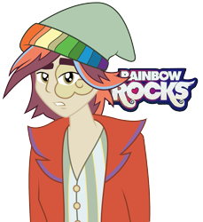 Size: 1855x2022 | Tagged: safe, artist:knadire, artist:knadow-the-hechidna, normal norman, equestria girls, rainbow rocks, are equestrian girls human?, background human, frown, rainbow power-ified, simple background, skin condition, solo, transparent background, wat