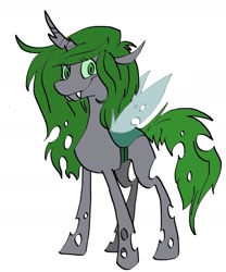 Size: 1275x1536 | Tagged: safe, artist:chrysalist, artist:goatsocks, oc, oc only, oc:gänger, changeling, green changeling, solo