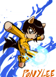 Size: 1280x1760 | Tagged: safe, artist:animeclaro, bruce lee, clothes, jumpsuit, ponified, solo