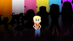 Size: 1920x1080 | Tagged: safe, artist:ambassad0r, artist:dashiemlpfim, artist:deathnyan, artist:mit-boy, megan williams, equestria girls, g1, equestria girls-ified, evil megan, g1 to g4, generation leap, silhouette, teaser