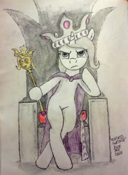 Size: 1024x1397 | Tagged: safe, artist:blueboxdave, princess platinum, cane, interpretation, solo, throne, traditional art