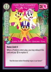 Size: 372x520 | Tagged: safe, apple bloom, scootaloo, sweetie belle, card, ccg, crystal games, cutie mark crusaders, enterplay, mlp trading card game