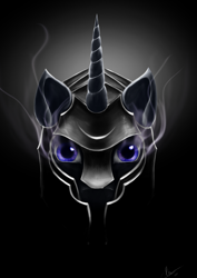 Size: 2480x3508 | Tagged: safe, artist:l1nkoln, nightmare moon, bust, epic, looking at you, portrait, solo